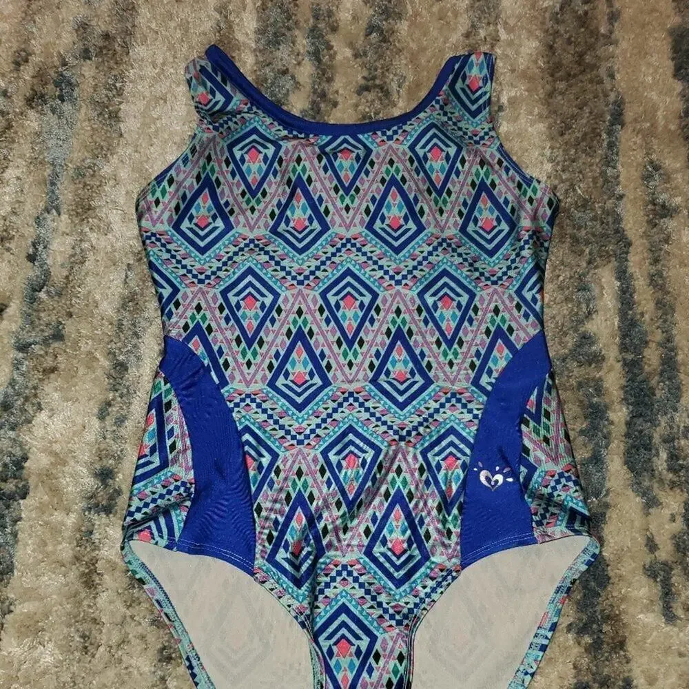 Justice Tribal Blue Print Swimsuit || sz10